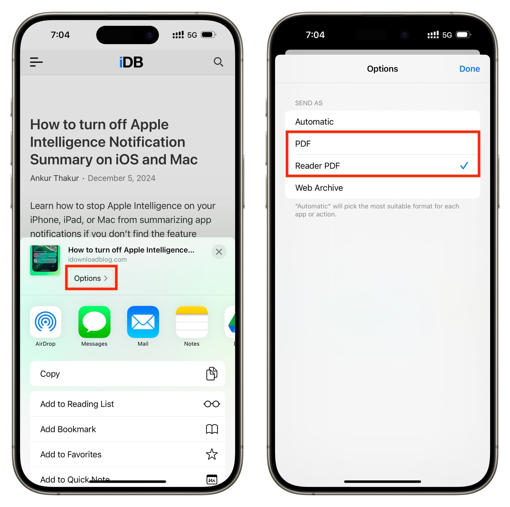 Teilen Sie die Safari-Webseite als PDF vom iPhone