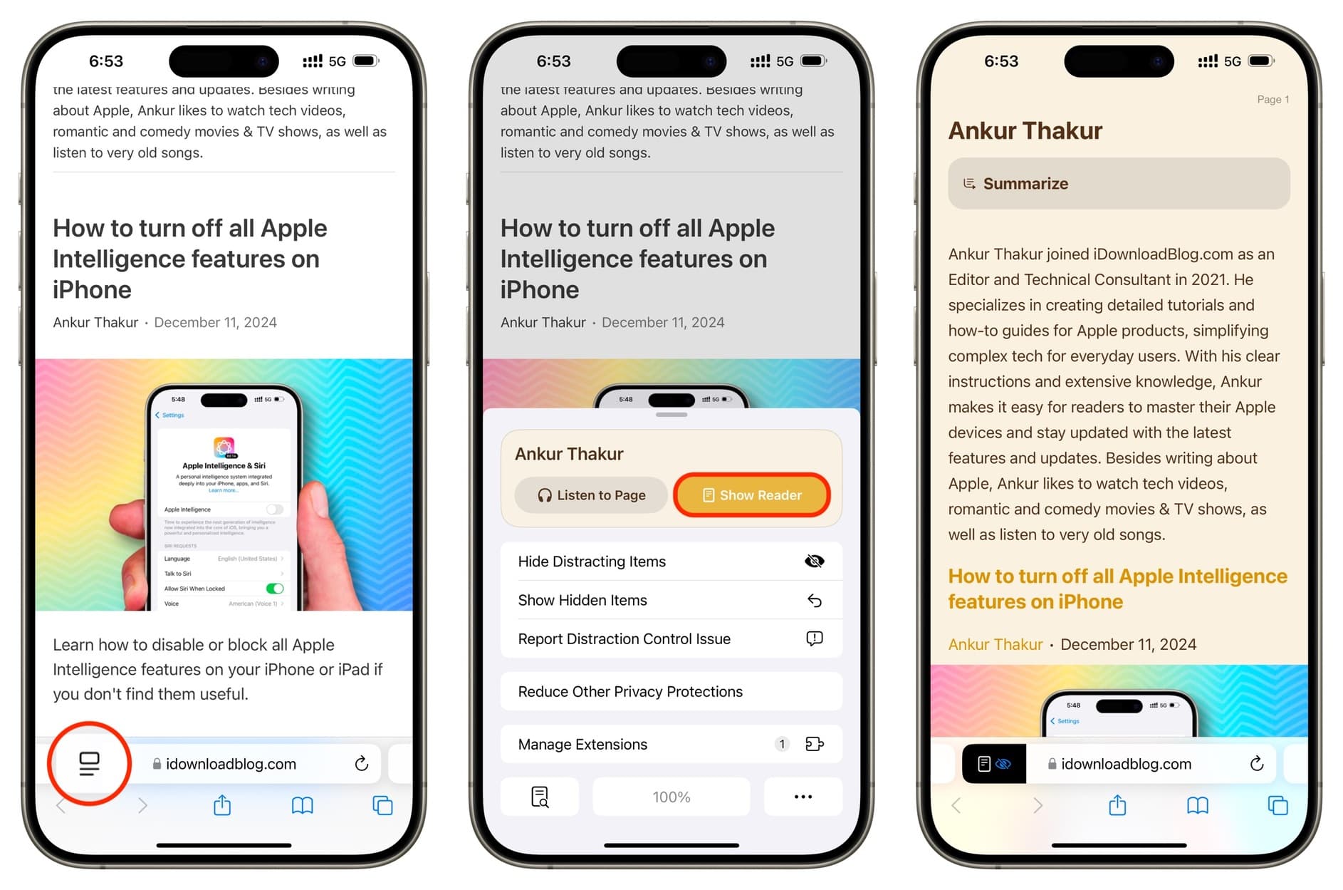 Reader in Safari auf dem iPhone anzeigen