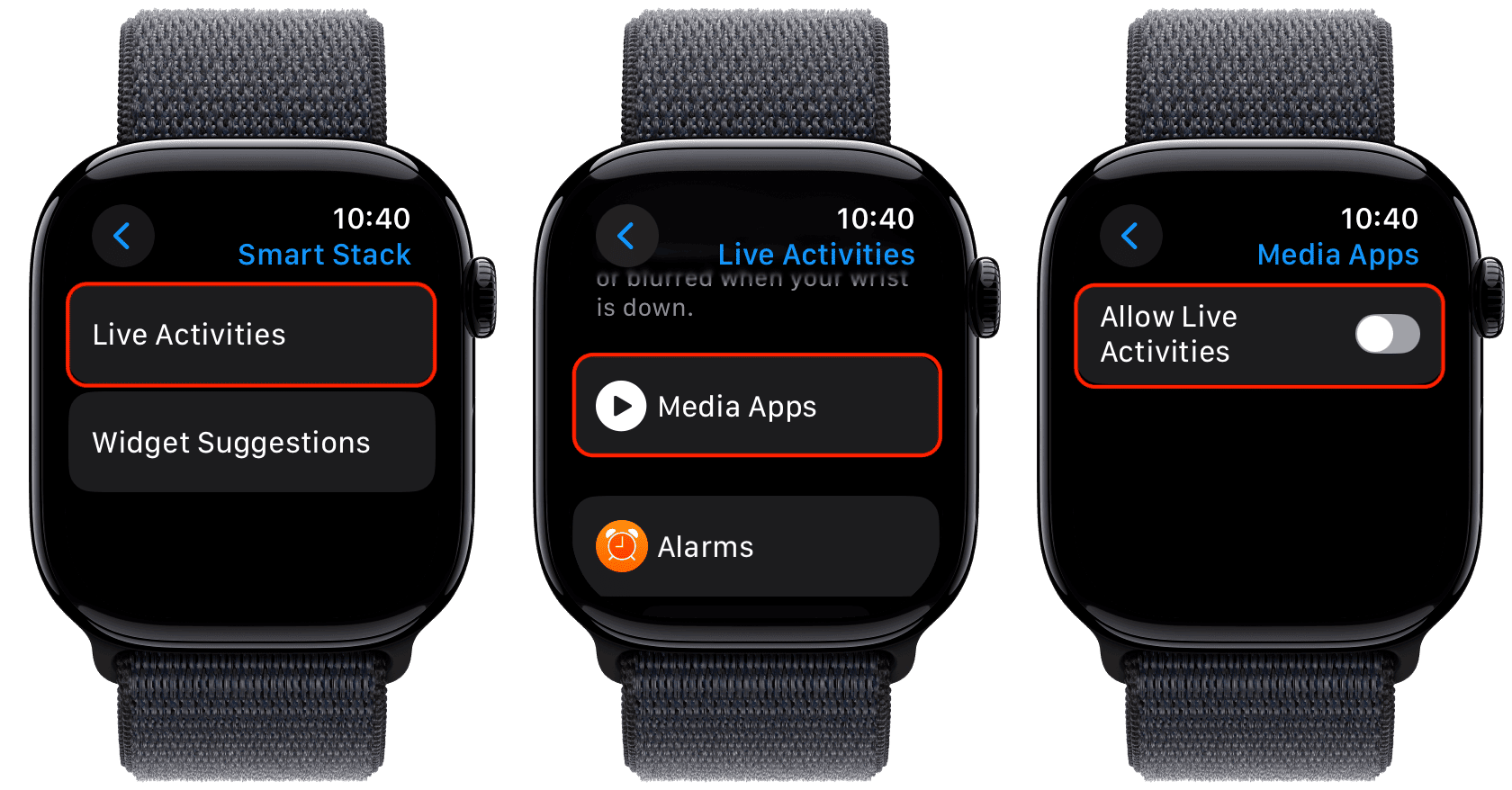 Turn off Live Activities for Media app on Apple Watch