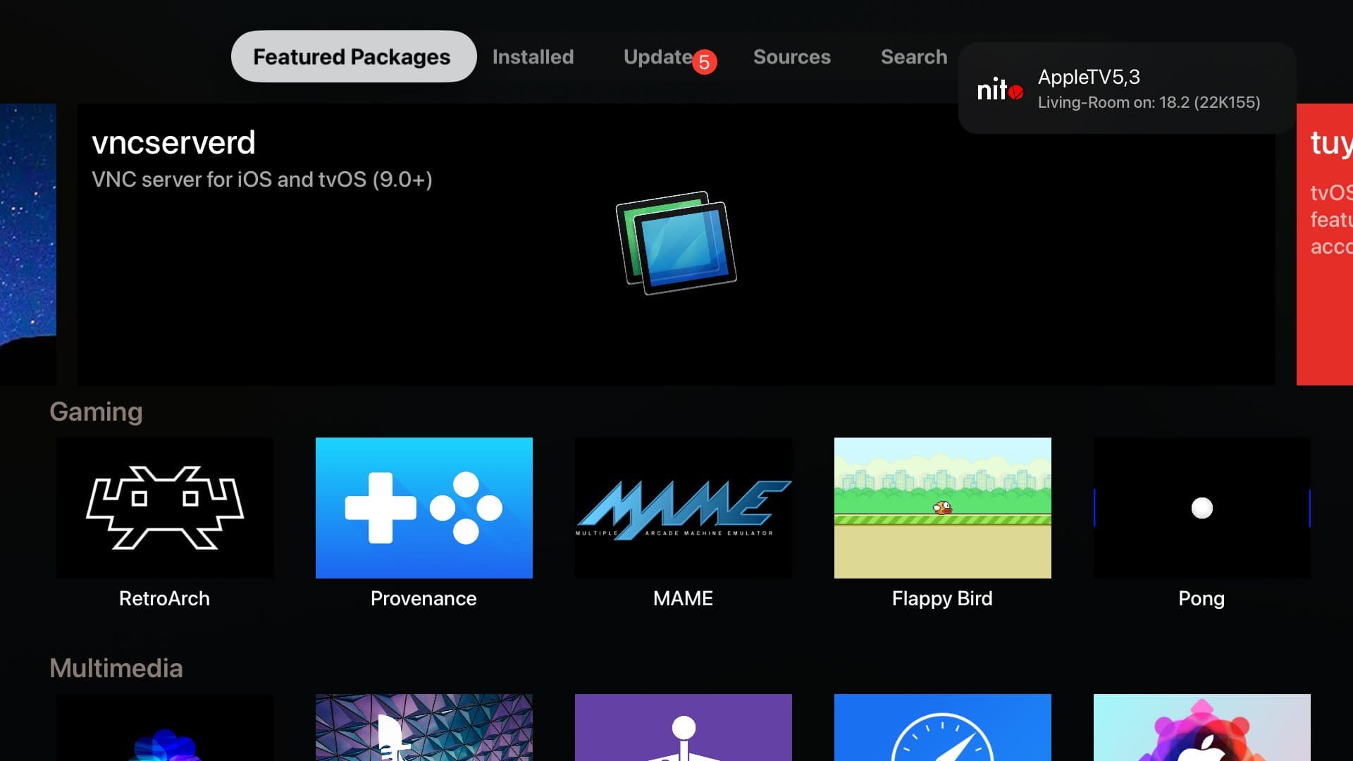 NitoTV wurde zum ersten Mal per Palera1n-Jailbreak auf tvOS 18.2 getestet