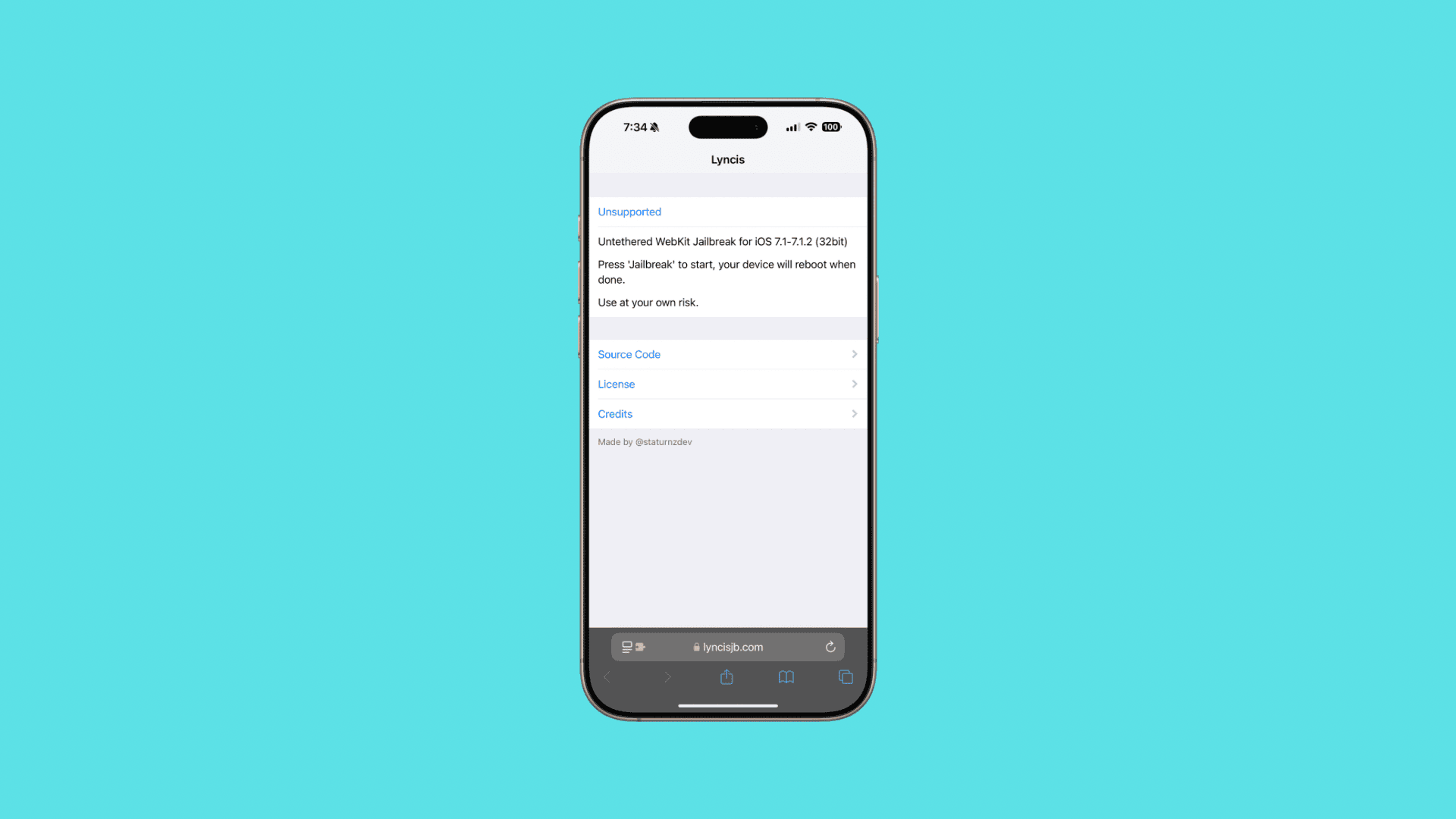 Lyncis ist ein ungebundener Jailbreak im JailbreakMe-Stil für 32-Bit-Geräte mit iOS 7.1.x