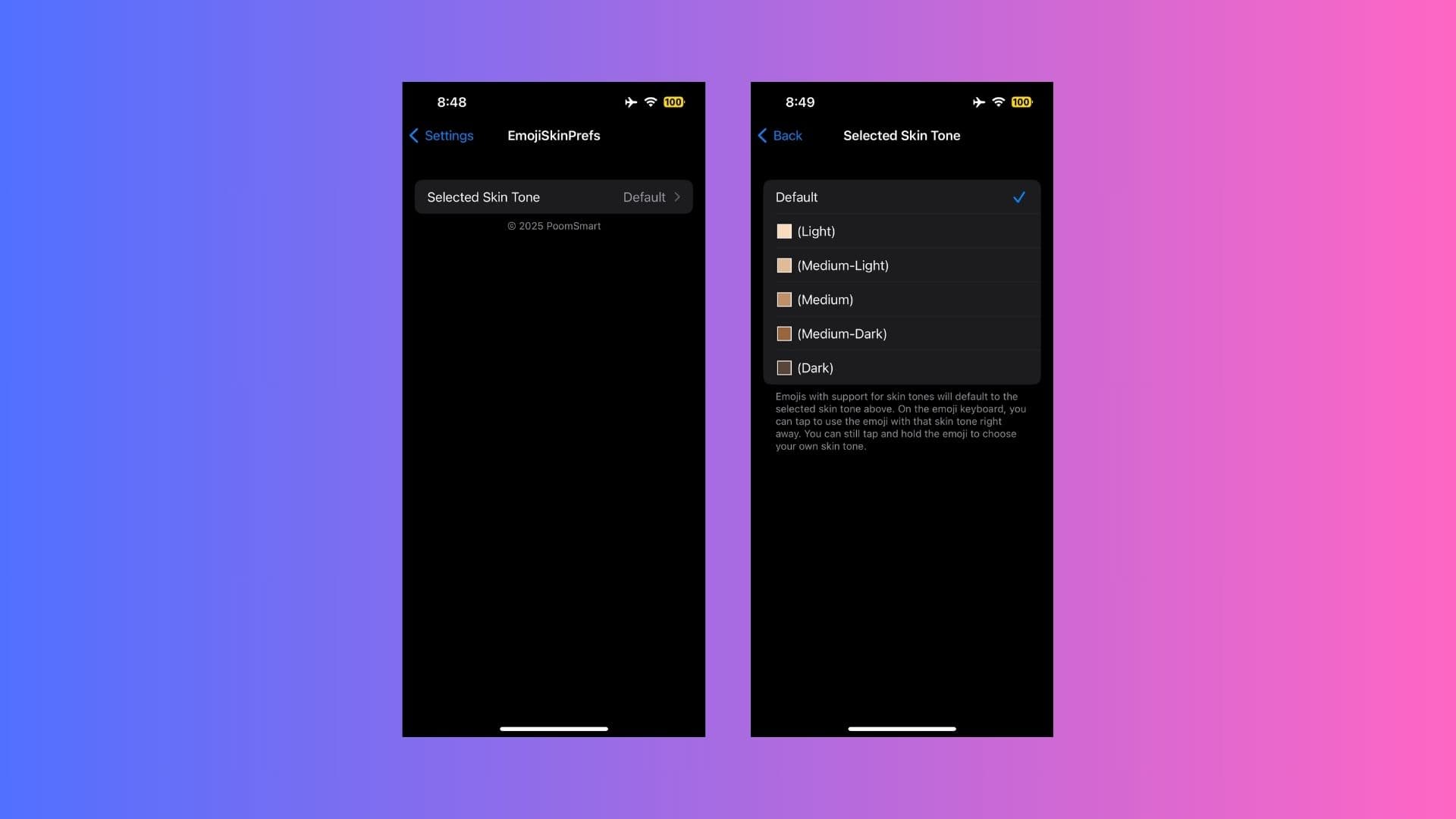EmojiSkinTones-Einstellungen.