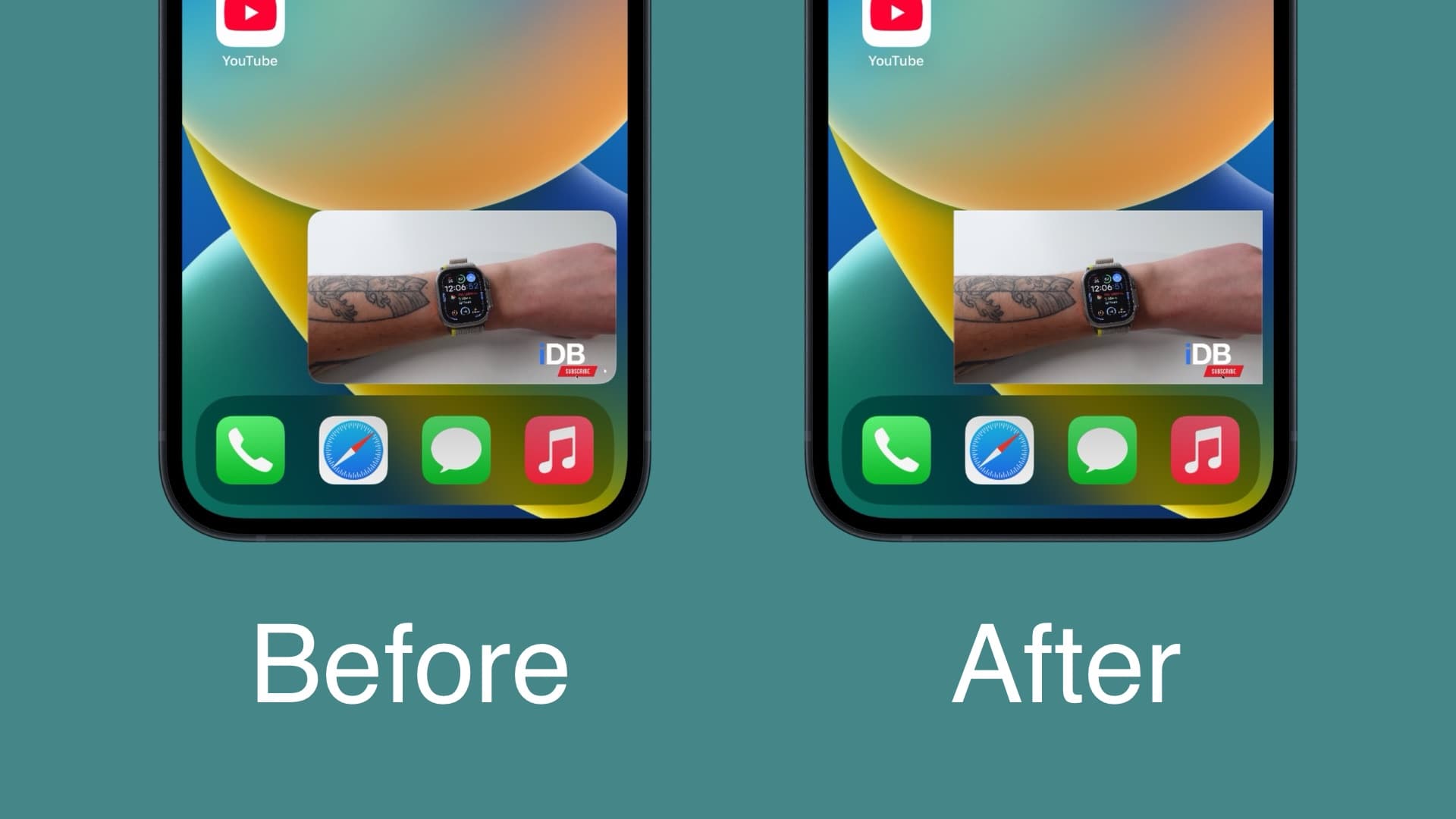 Squarepip vor und nach dem Bild.