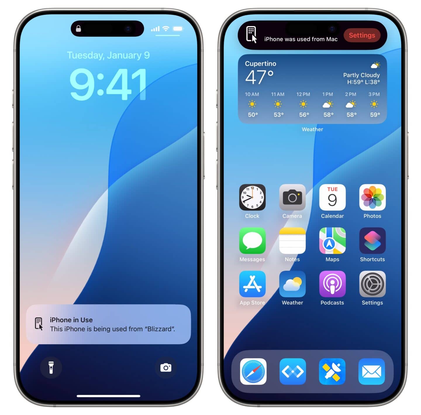 IPhone-Spiegelungsbenachrichtigungen iPhone-Spiegelungswarnungen auf dem Sperrbildschirm und Dynamic Island