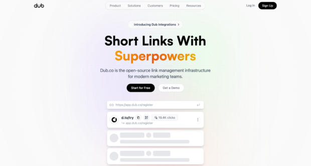 Open-Source-Link-Management-Infrastruktur von Dub.co