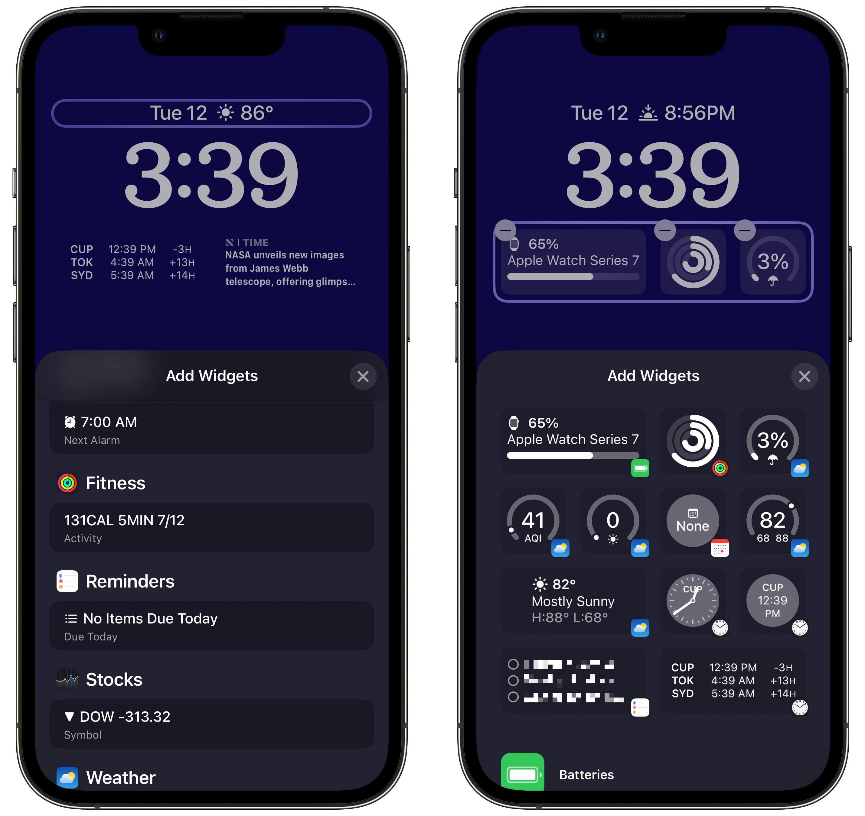 16 Fügen Sie Widgets hinzu Fügen Sie Widgets über und unter der Uhr hinzu.