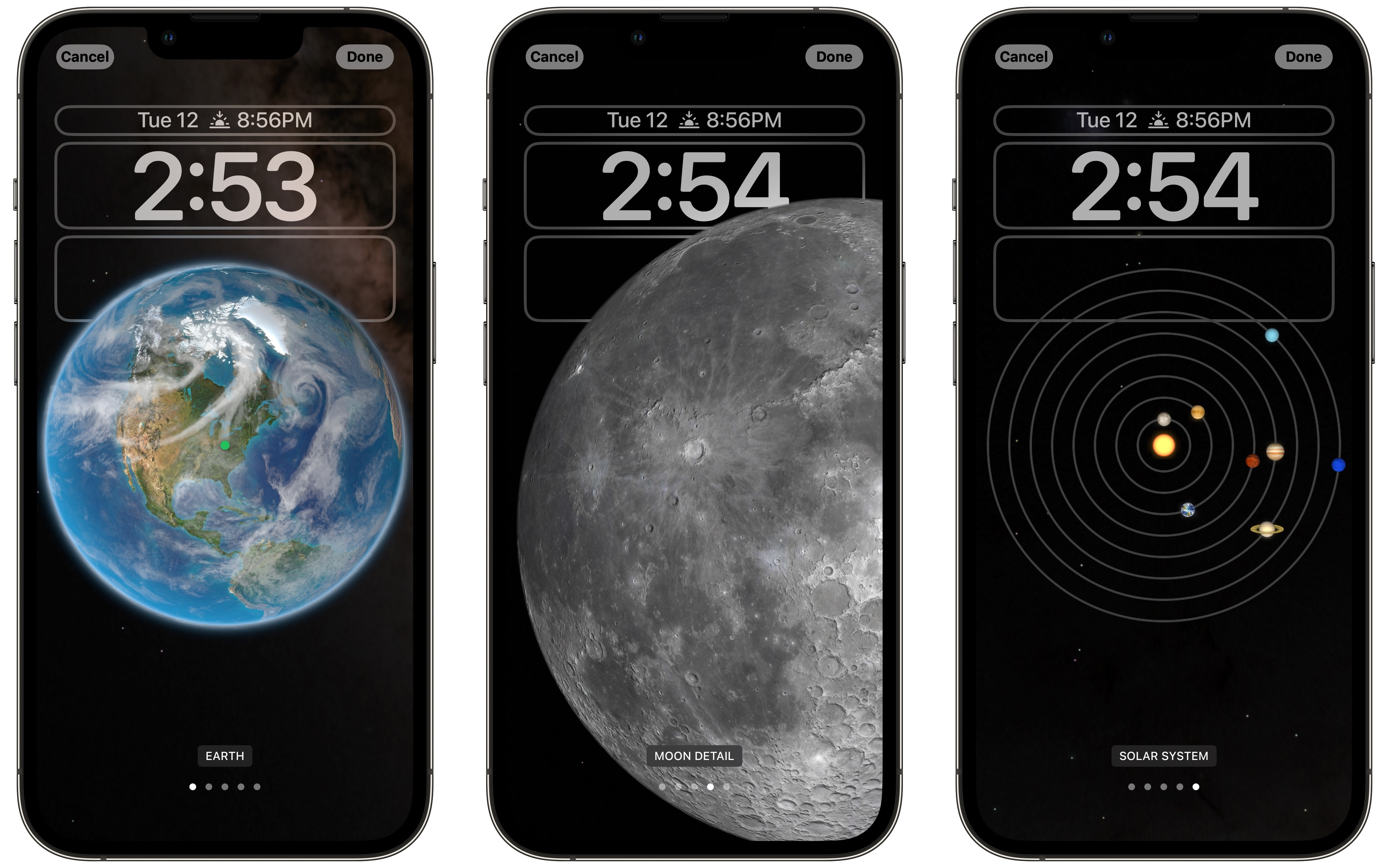 7 Astronomie -Hintergrundbilder Astronomie -Hintergründe bieten Ihnen einen Globus mit genauer Wolkenabdeckung, dem Mond in seiner aktuellen Phase oder den aktuellen Positionen der Planeten.