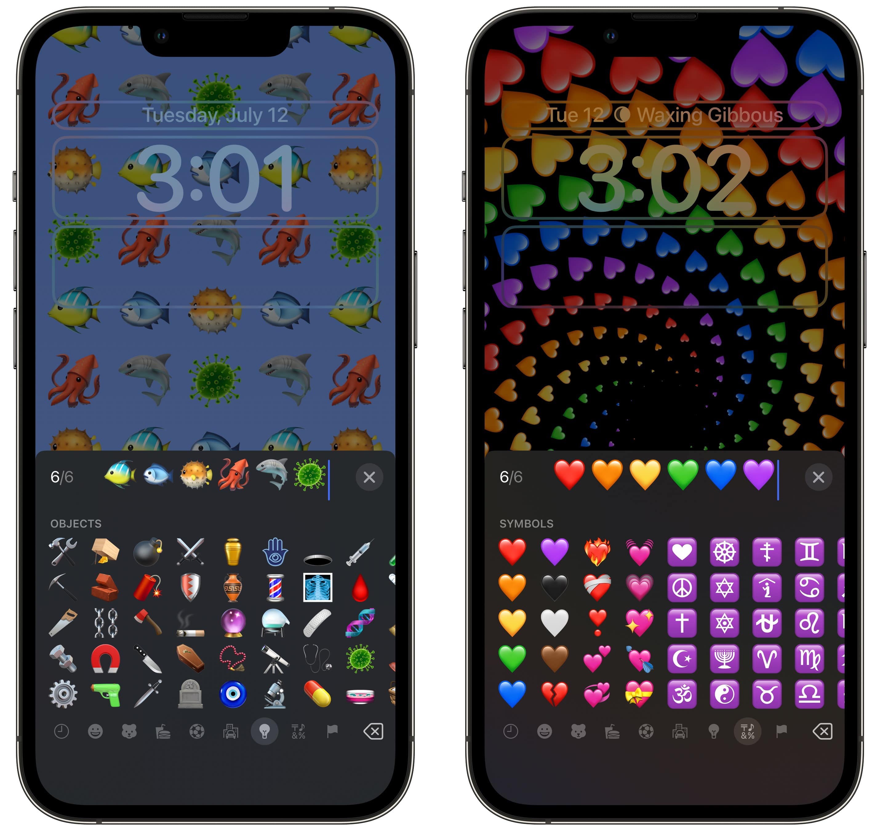 8 Wählen Sie Emoji Wählen Sie Ihr eigenes Emoji aus, um eine schöne Tapete mit einem trippigen Kaleidoskop -Hintergrund zu machen.