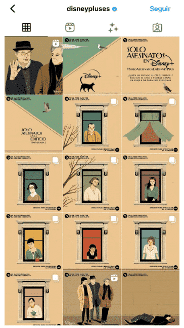 Perfil de Instagram de Disney plus España, Cabrido en el edificio de la Escena del Creme