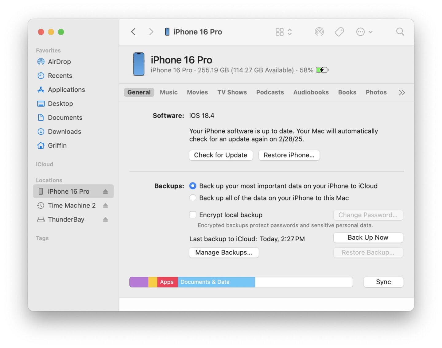 Backup iPhone Unterstützung des iPhone im Finder