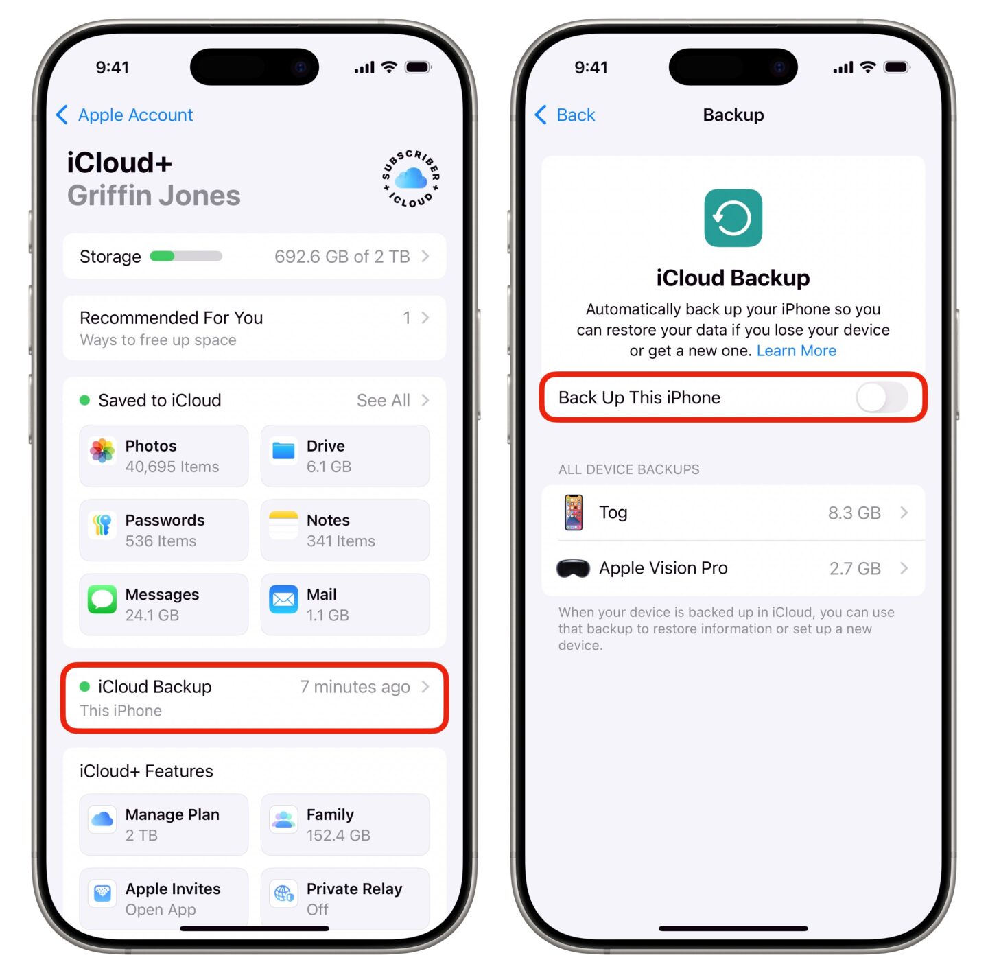 Deaktivieren Sie die iCloud -Sicherung Deaktivieren von iCloud -Backups