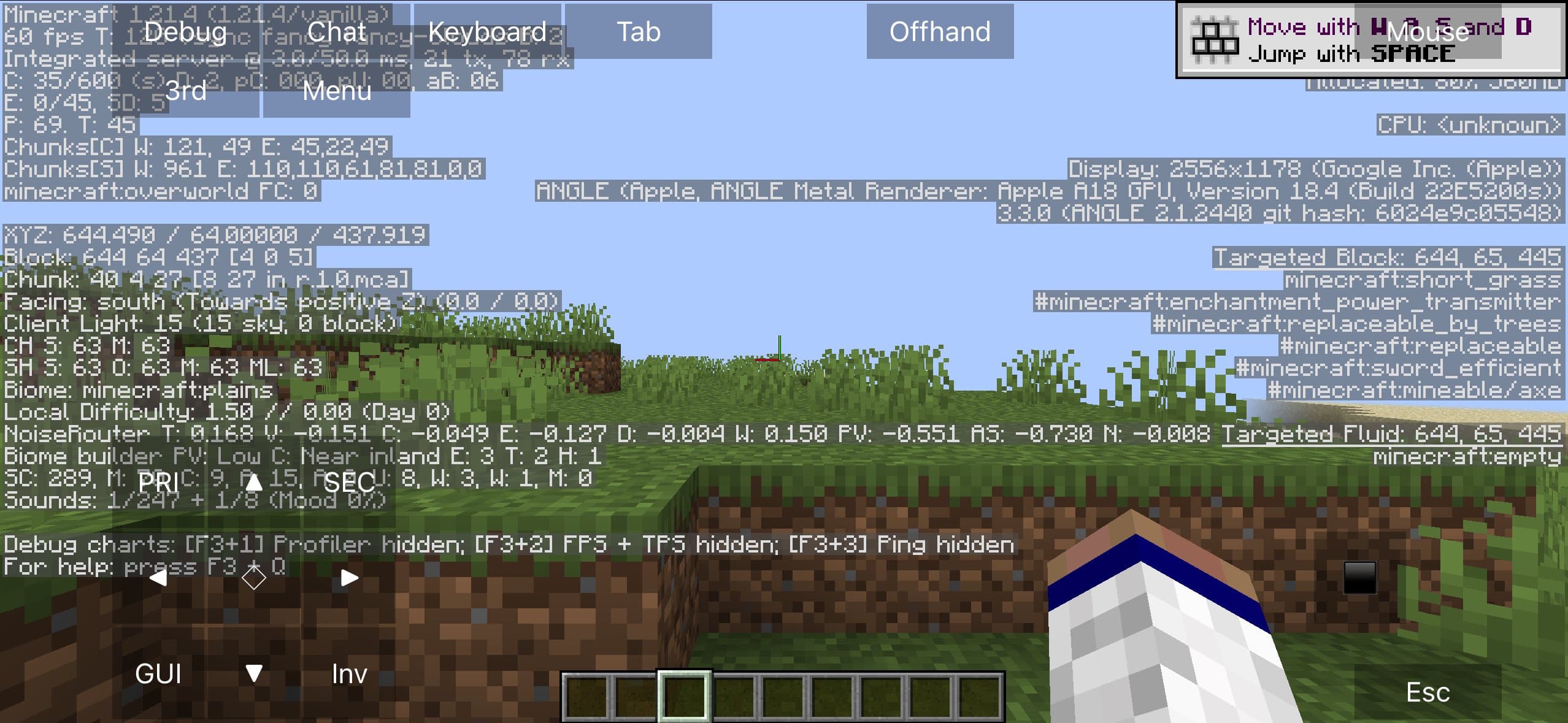 Minecraft running with JIT in the debugger of iOS on iOS 18.4 developer beta 1.