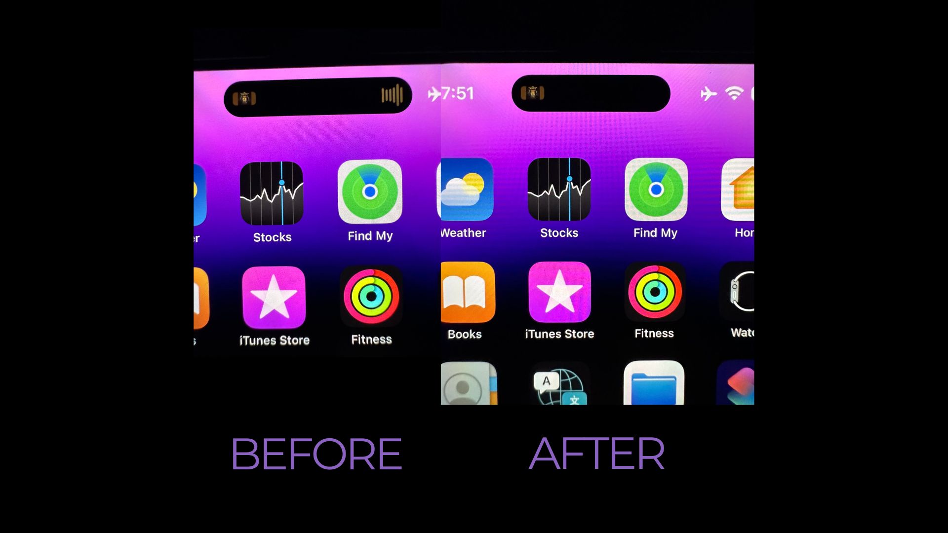 Miniisland vor und nach dem Bild.