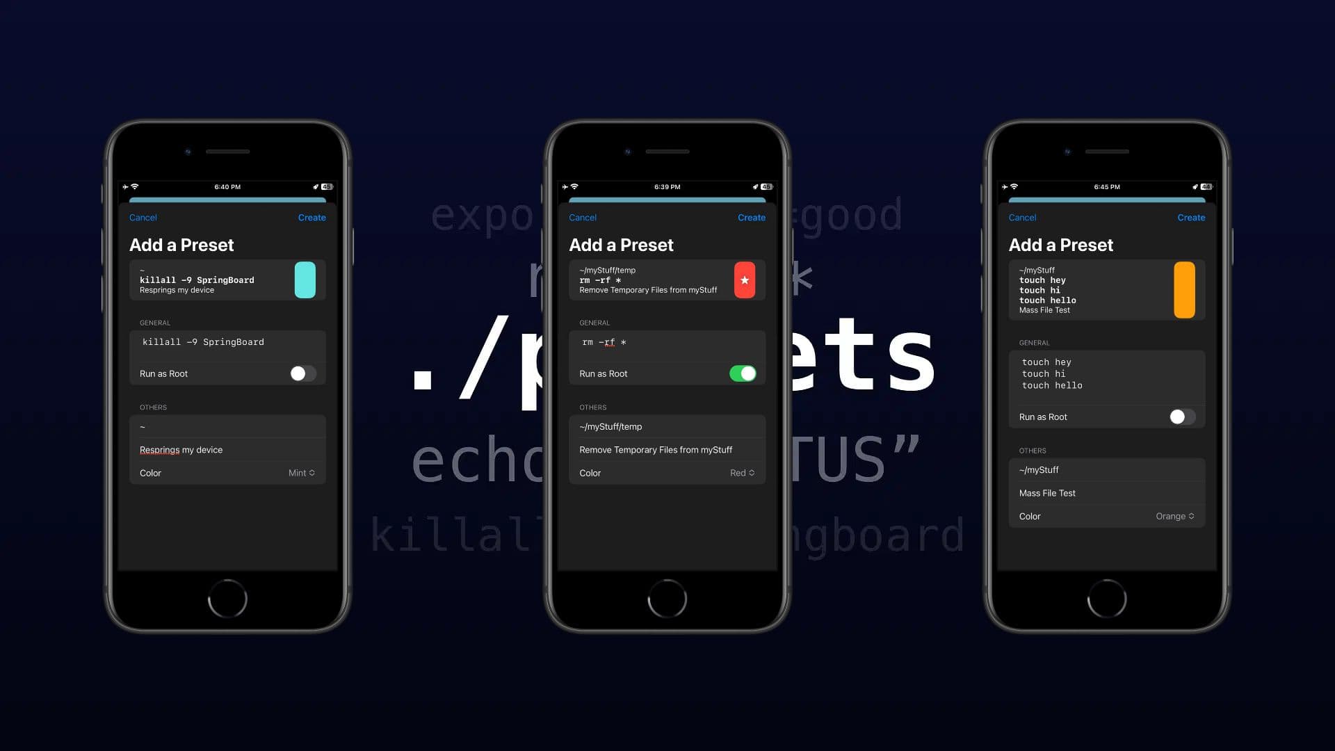 Presets app additional screenshots.