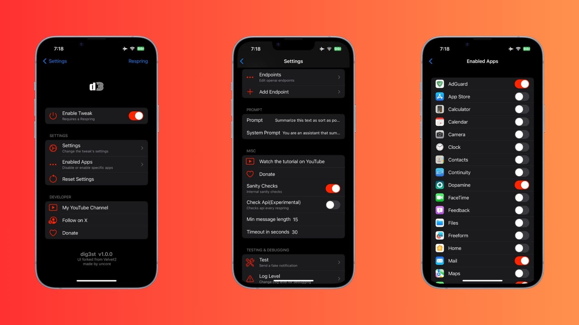 Dig3st -Präferenzfenster.