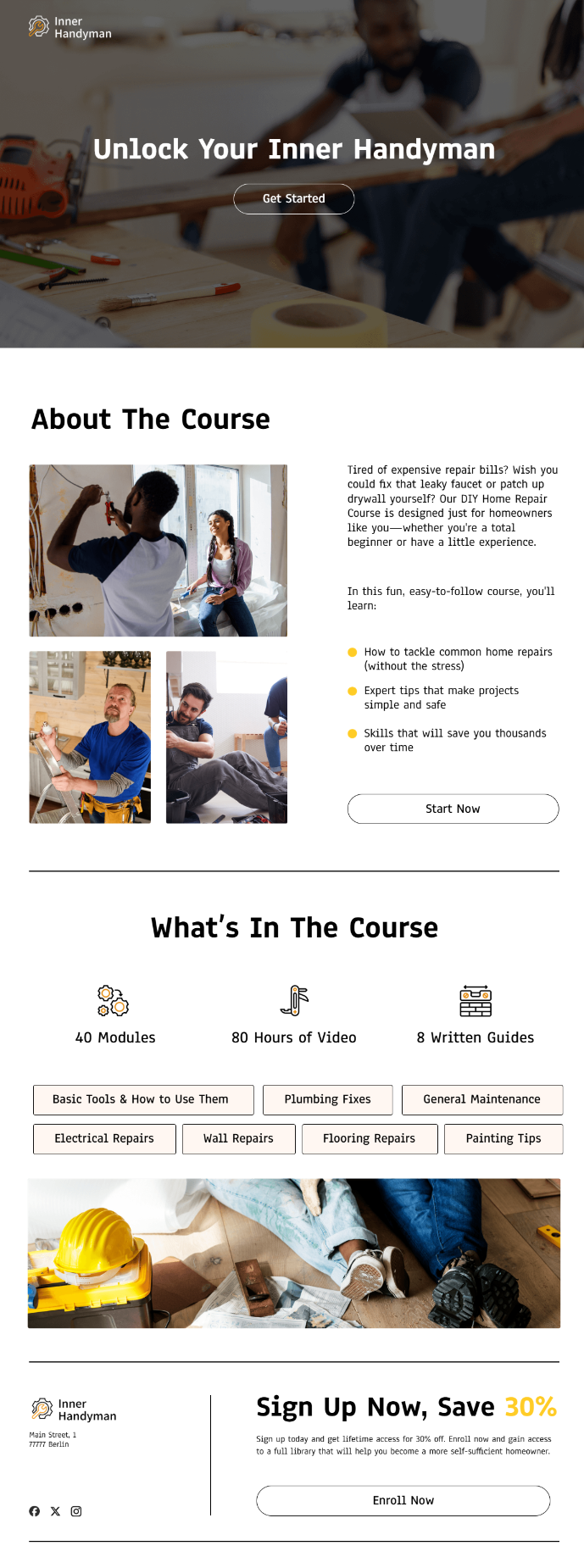 Lokale Geschäftslagerpage und Website Inspiration