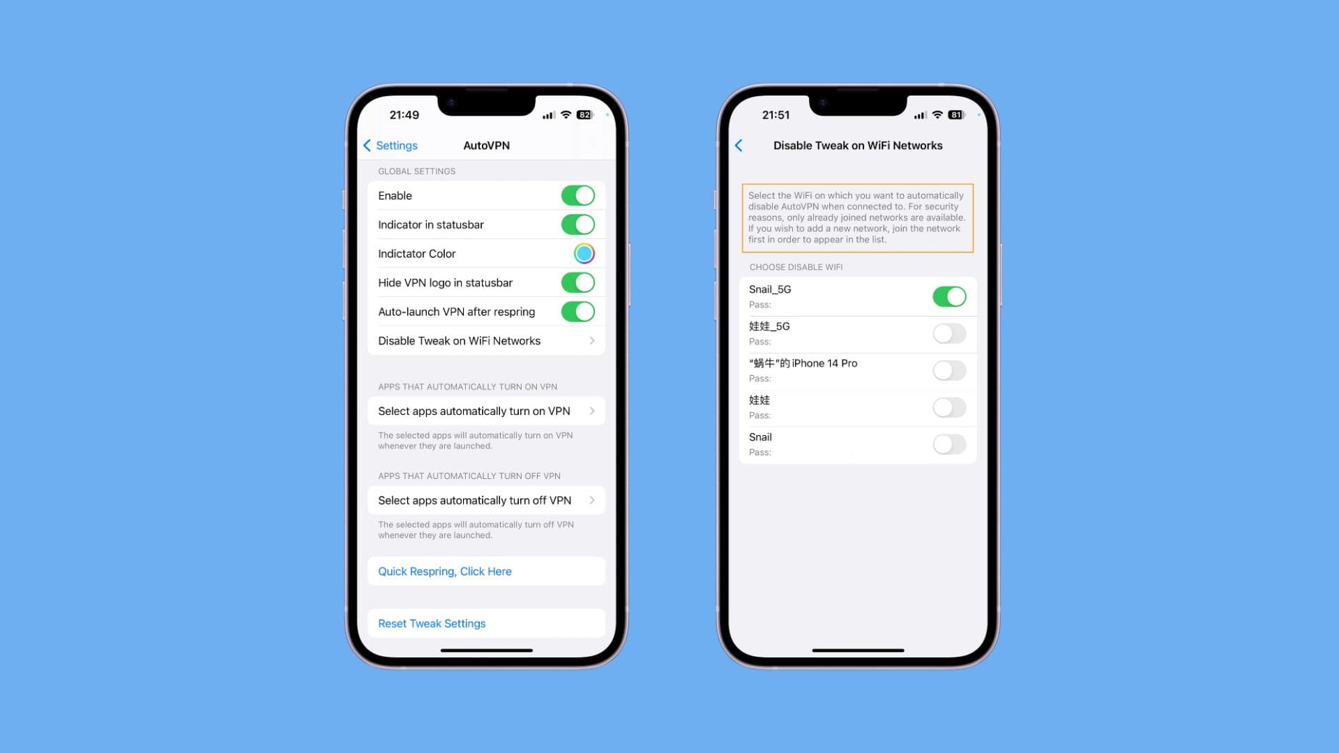 AutoVPN -Präferenzbereich.