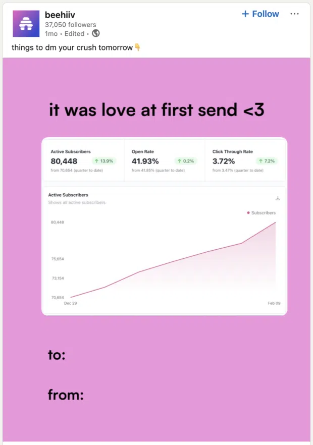 Beehiiv Liebe zum ersten Mal Senden Sie PDF -Karussellformat