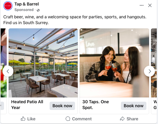 Tap and Barrel Verschiedene Karussellkarten -Restaurants in South Surrey