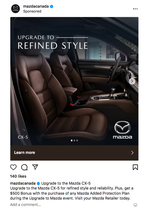 Mazda Canada Instagram Carousel Upgrade auf raffinierten Stil