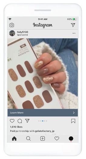 Instagram Carousel -Anzeige bezahlte Partnerschaft mit der Gelato -Fabrik