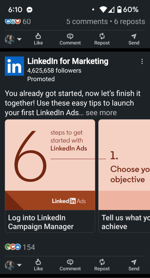 LinkedIn für Marketing Carousel zum Erstellen von LinkedIn -Anzeigenkampagne