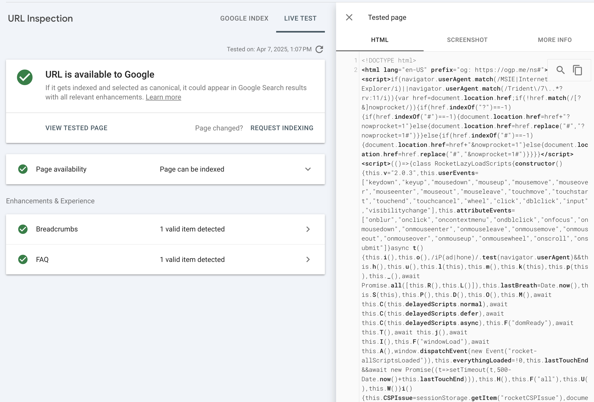 Google Suchkonsole Live -Test