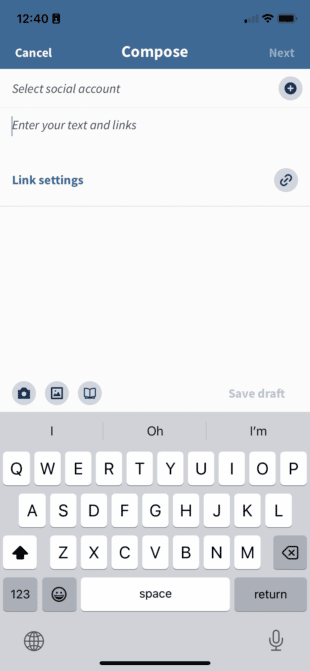 Instagram-Carousels in der Hootsuite-App AM Handy Planen-Ersteblech-Screen