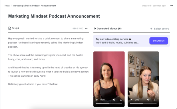 Ki-Schauspieler in Arcads für Podcast-Ann-Digung