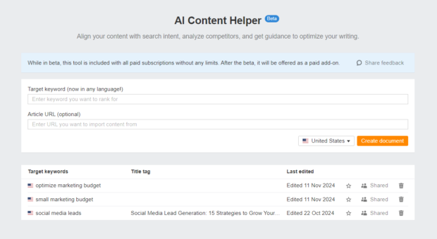 Ai-in-in-In-Helfer von Ahrefs