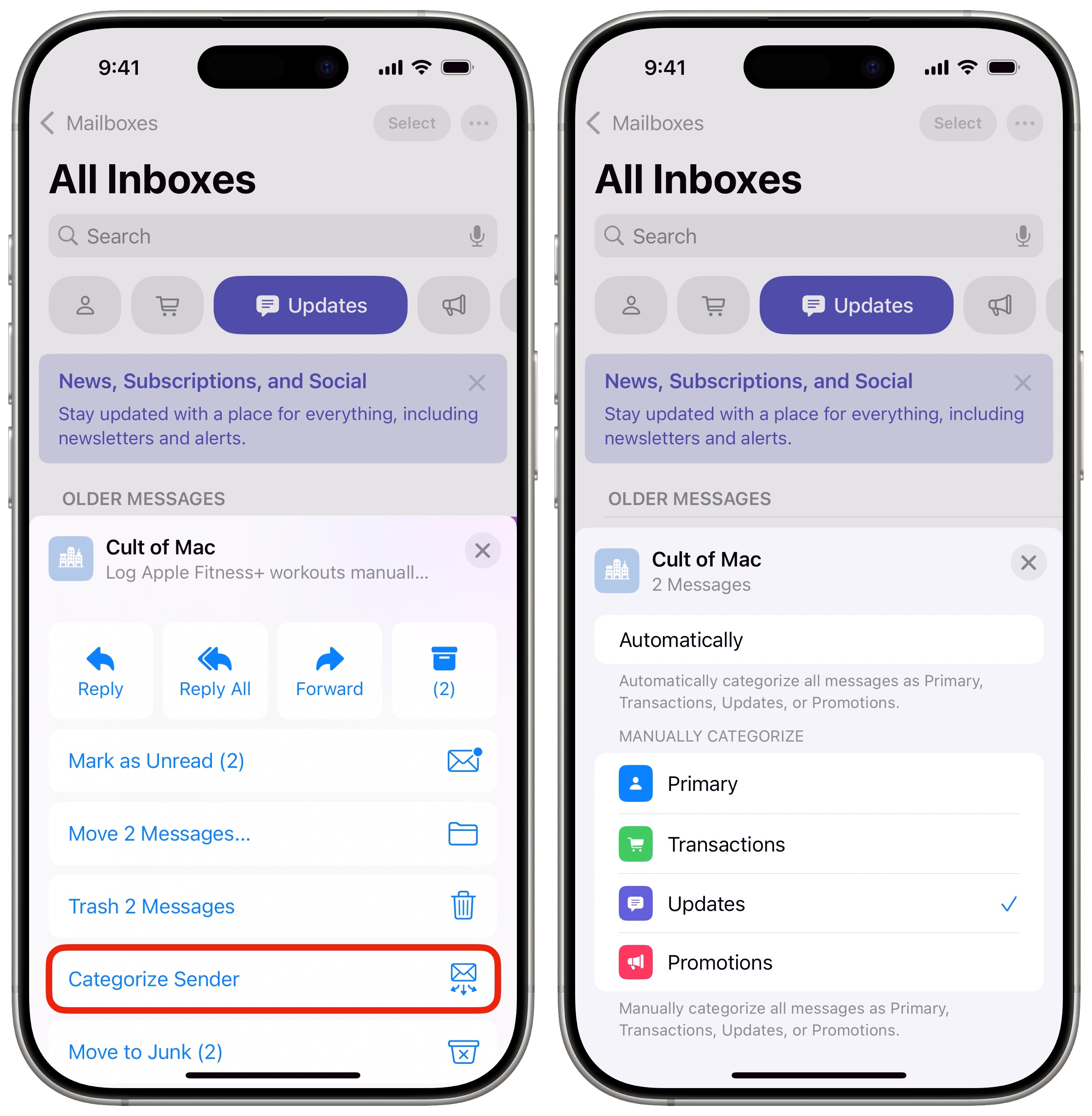 Sender kategorisieren Kategorisieren Sie den Absender in Apple Mail