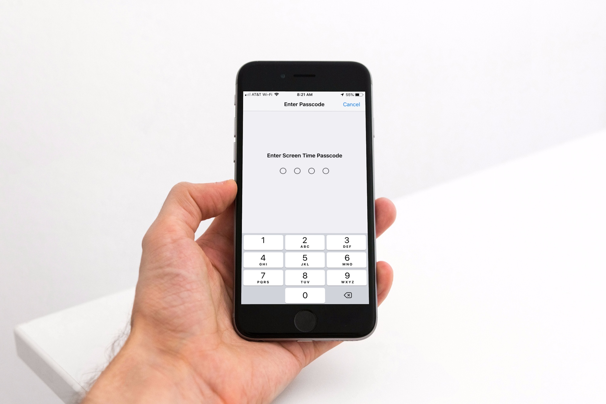 Geben Sie den Bildschirm Time Passcode auf dem iPhone ein