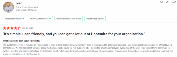 G2-Bewertung von Hootsuite: Einfach und Mutzerfreundlich