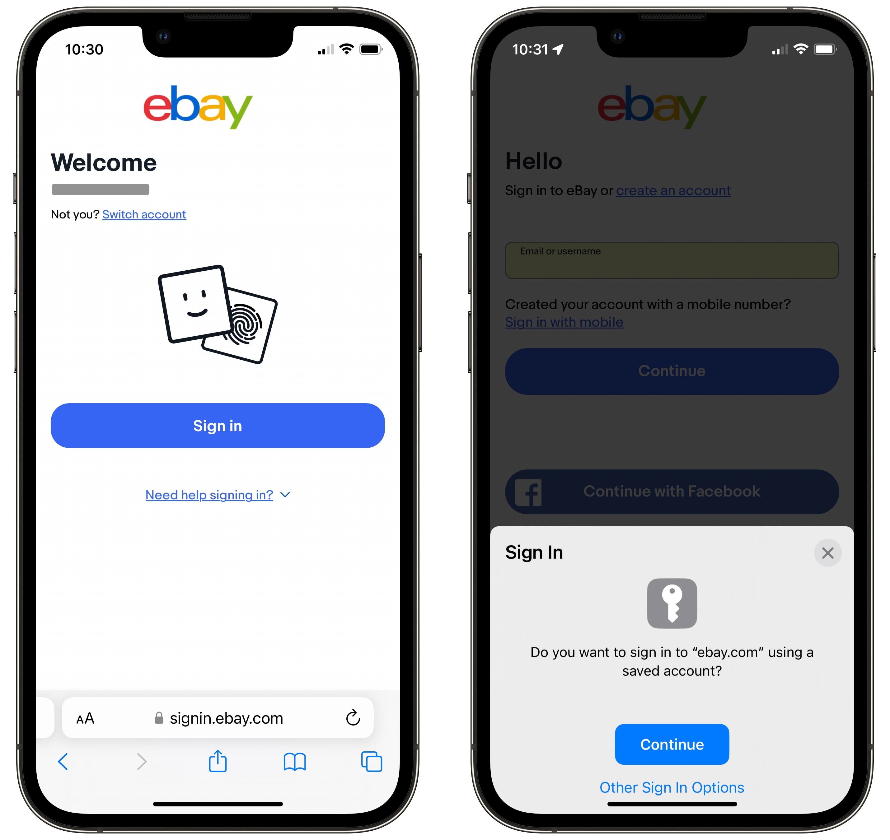 Unterzeichnung bei der Verwendung von Passkeys Das iPhone -System -Popup mit der Aufschrift