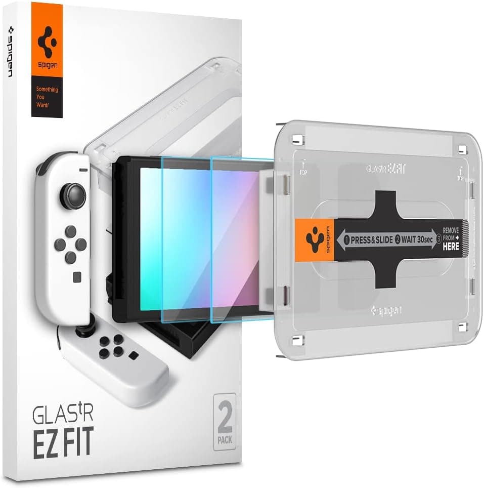 Spigen Nintendo Switch OLED Tempered Glass Screen Protector.