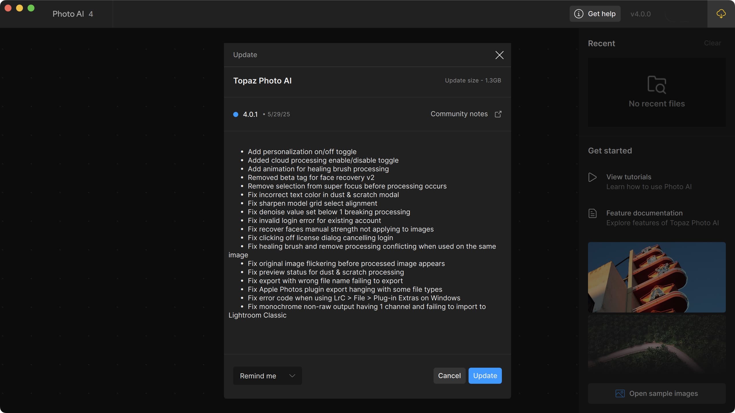 Topaz Photo ai v4.0.1 veröffentlicht.