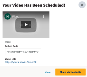 vidéo YouTube programmée sur Hootsuite