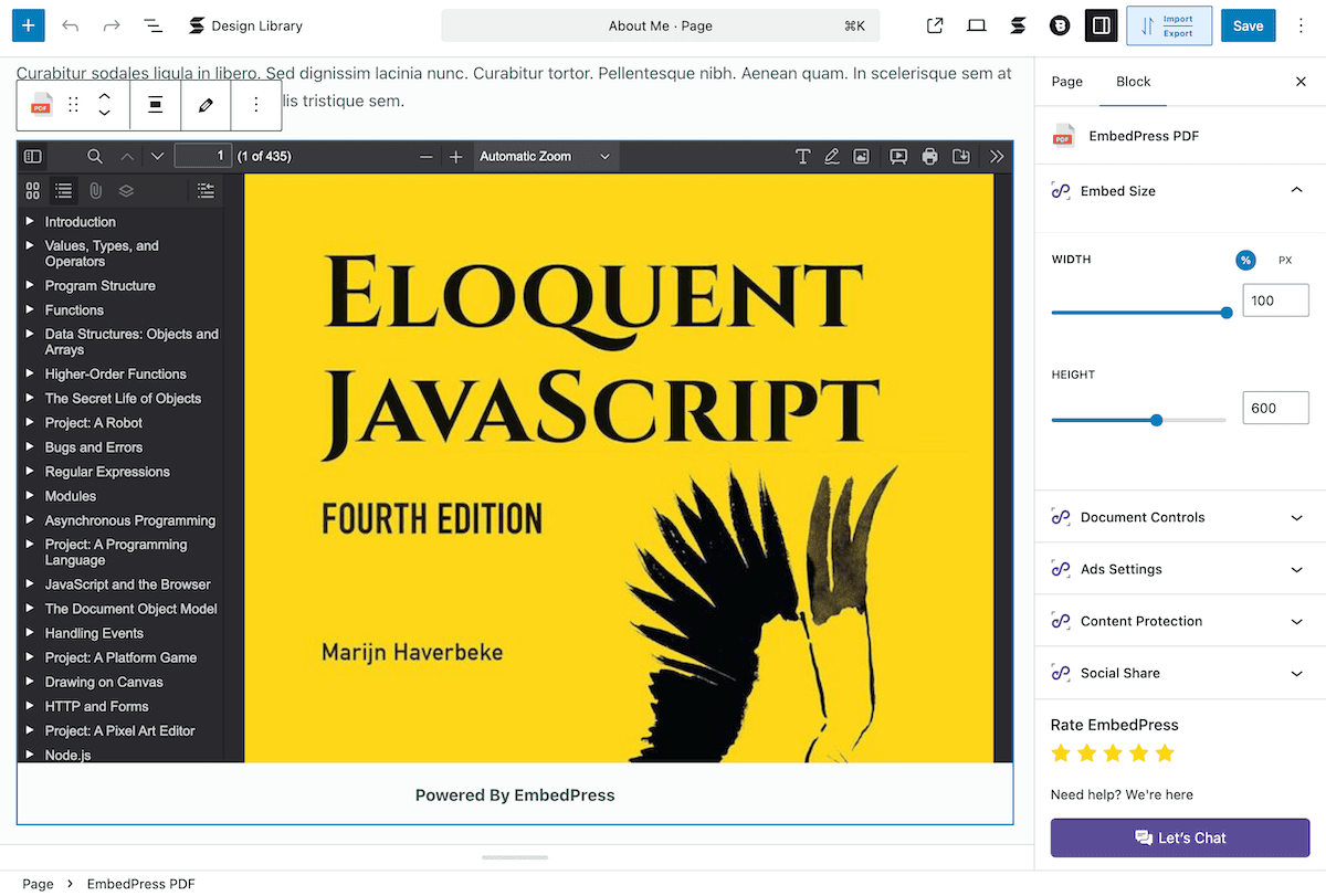 Embedding a PDF in EmbedPress.