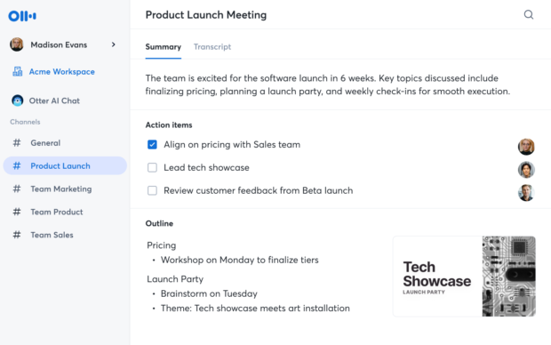 Otter.ai Screenshot Zumst Start Einer Meetings