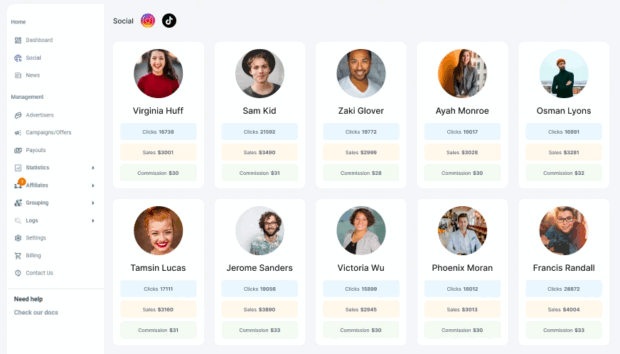Tracknow Social Affiliate -Profile