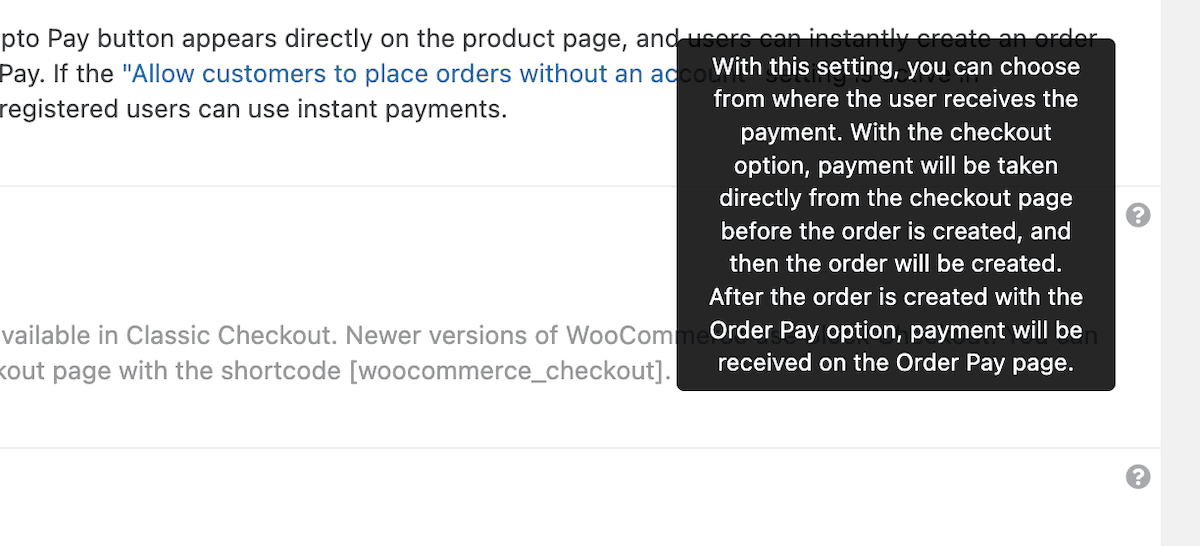 Ein Tooltip im Cryptopay -Plugin.