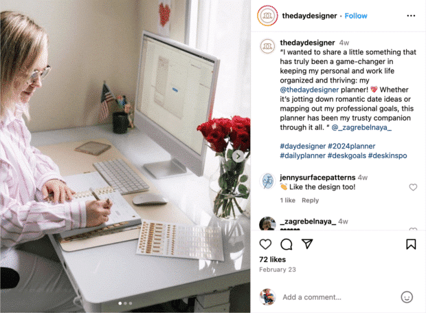 UGC Auf dem Instagram-Account von The Day Designer