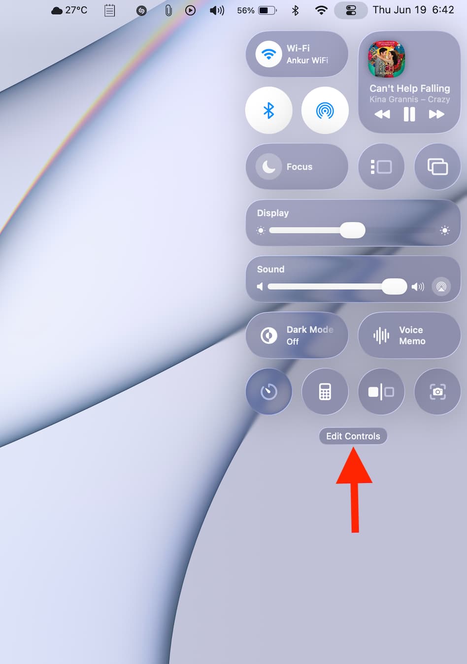 Bearbeiten Sie die Steuerelemente im MacOS -Kontrollzentrum