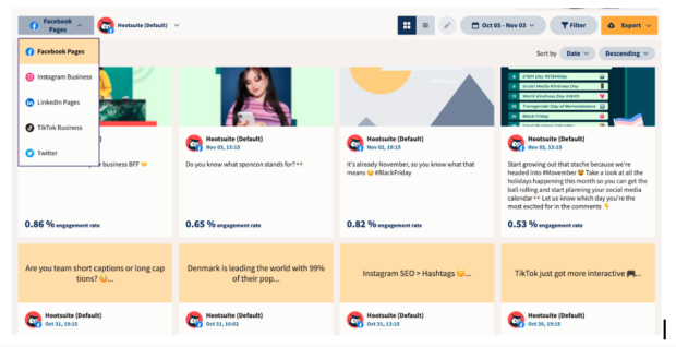 Análisis del Rendimiento del Contlenido en las páginas de facebook de Hootsuite