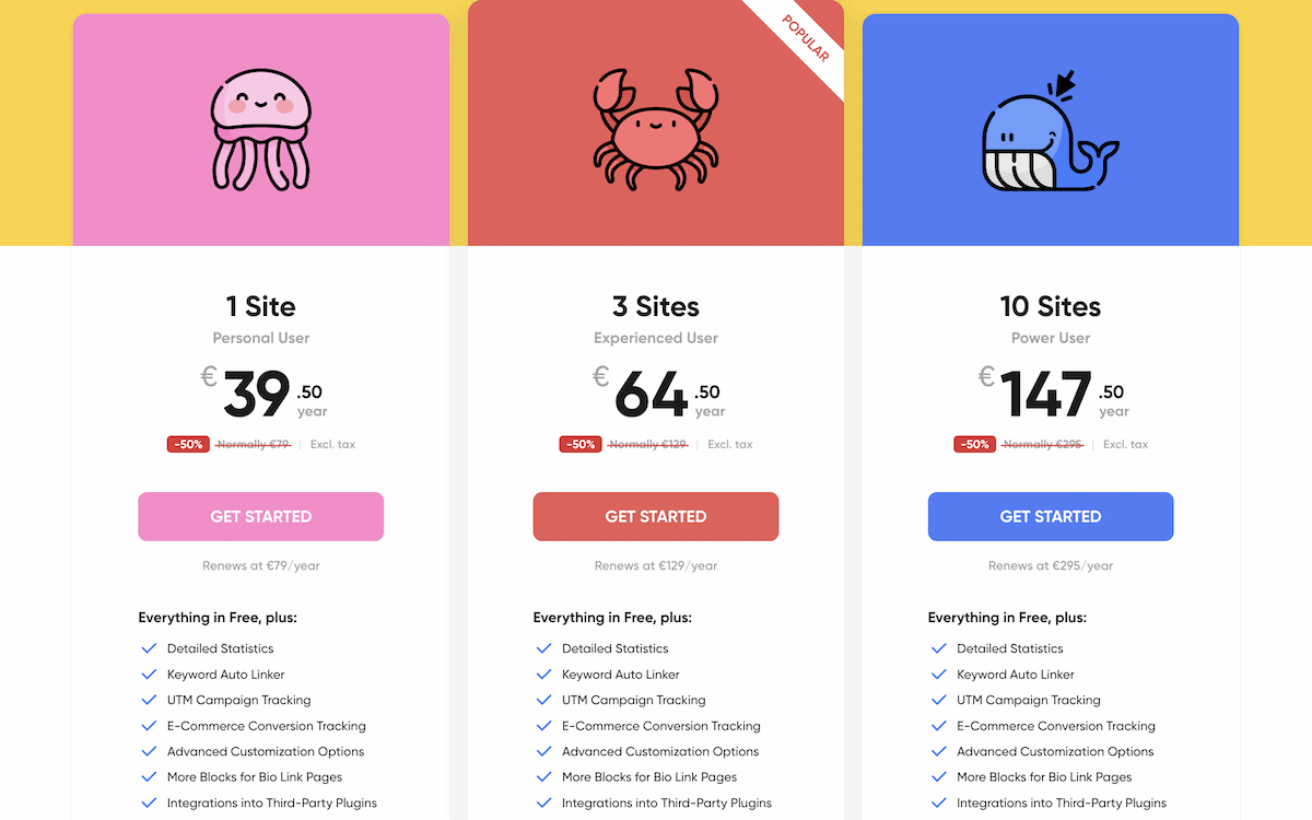 Die Seite ClickWhale Pricing.