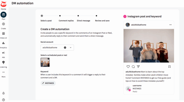 Hootsuite -Plan erstellen eine DM -Automatisierung