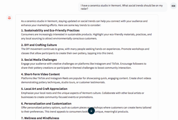 Screenshot von Hootsuite's verdammt beratender Beratung in den sozialen Medientrends