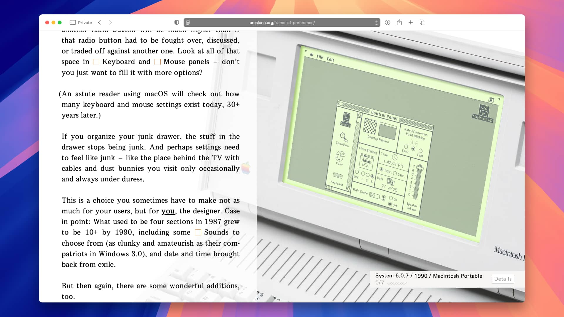 I never knew I’d care so much about the Mac’s settings design until I stumbled upon “Frame of Preference”