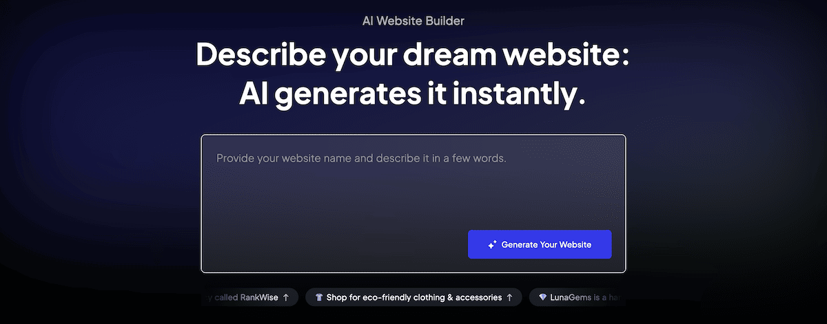 Die 10Web AI Builder -Website.