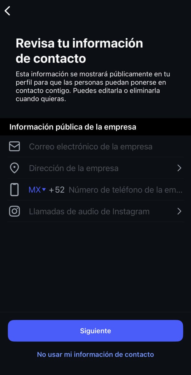 Revisa y Actioniza la Información de contacto
